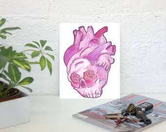 Skull and heart Print 8 1/2x11