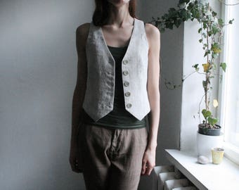 Rustic linen waistcot in size S