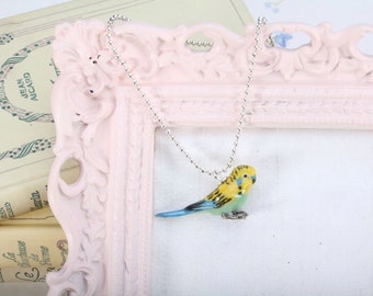 Parakeet Necklace - Budgerigar Pendant Necklace - Animal Necklace - Parakeet Animal Jewellery - Bird Necklace - Parakeet Pendant Necklace