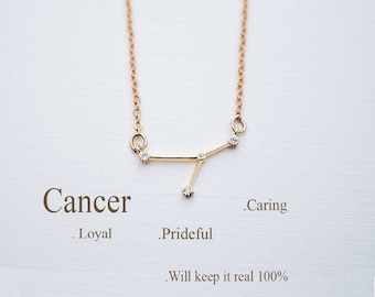 Zodiac Necklace, Constellation Necklace, Cancer Zodiac Sign Necklace, Constellation Necklace, Birthday Gift, Gift for Her,Zodiac Jewelry-ZDS