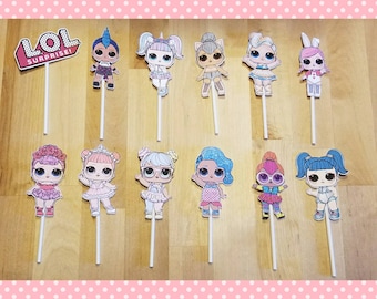 Inspired L.O.L. Surprise Doll Cupcake Cake Toppers Birthday Party - Set of 12