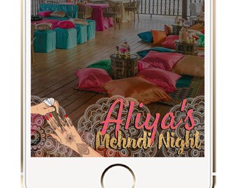 Indian Wedding Snapchat Geofilter, Mehndi Party Snapchat Geofilter, Indian Wedding Ideas, Indian Mehendi Dholki Sangeet Snapchat filter