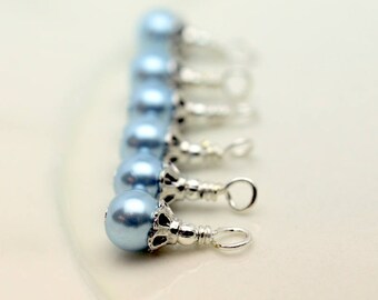 Vintage Style Baby Blue Pearl Bead Dangle Charm Drop Set, Earrings