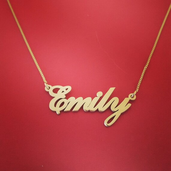 14kt Gold Name Necklace Name chain gold name plate chain name
