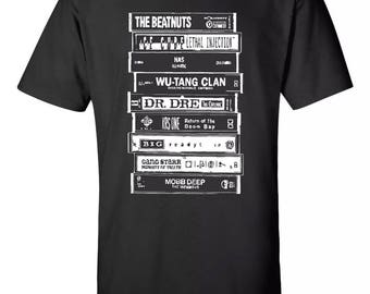 Hip-Hop Rap Culture 90's Mash Up Tee Dre. Wu-tang Nas Gang Starr