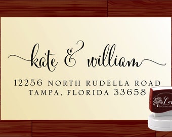 Custom Address Stamp / Tampon Adresse / Calligraphy Address Stamp / Personalized SELF INKING stamp, Wedding Stamp / Custom Name Stamp 1280YY