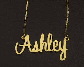 Custom Gold Name Necklace, Name with Necklace, Name Jewelry, Idea Gift, Personalized Jewelry, Diy name necklace, Gold Plate Name Necklace