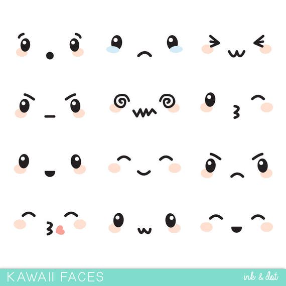 Kawaii Faces Clip Art Cute Face Expressions Japanese Anime