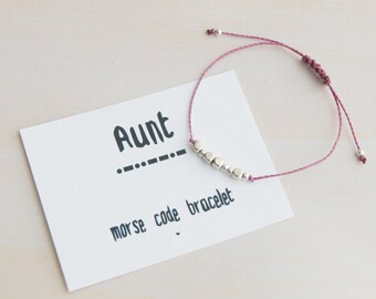 Morse code bracelet, aunt morse code, morse code aunt, gift for aunt, aunt gift, aunt birthday, aunt bracelet, morse code jewelry