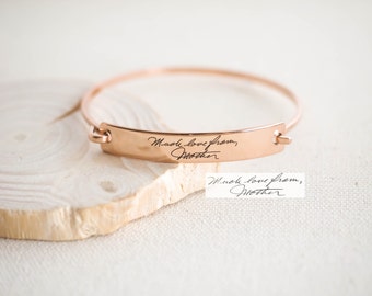 Custom Actual Handwriting Jewelry • Handwriting Bangle • Engrave Signature Bracelet • Sentimental Gift • Mother Gift • GRANDMA GIFT • BM25