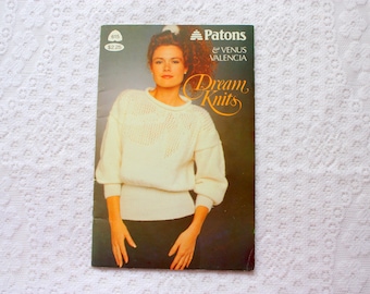 Patons 615, Dream Knits, Knitting Patterns for 6 Ladies Sweaters, 1980's Fashion
