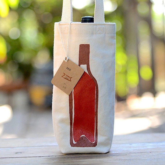 Wine Bag Screen Printed Canvas Wine Tote