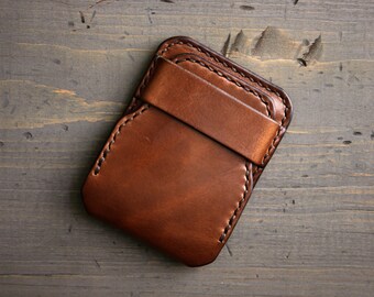 Handmade Leather Wallet - Slim Mens Wallet Minimalist - Front Pocket Bifold - Engraved Monogram Wallet - Personalized - Thin Card Holder