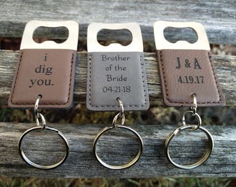 Personalized Bottle Openers. Leather. Gift For Wedding, Anniversary, Birthday, Christmas, Groom, Dad, Groomsmen, Valentine, Father's Day.