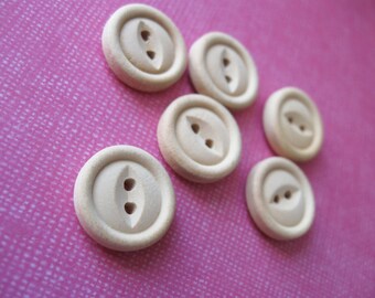 Unfinished wooden button 15mm - set of 6