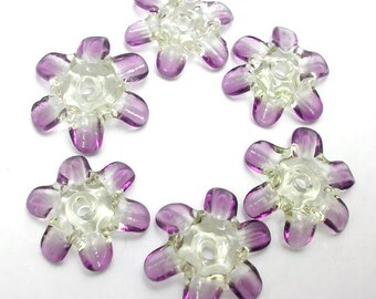 Handmade Lampwork Glass Beads - Fairy Blossoms lampwork glass disk flower beads - Fresh