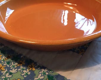 Vintage Pumpkin Orange 10 1/2" Pie Plate Oven Serve Homer Laughlin Made in The USA