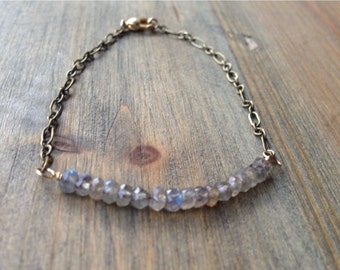 Labradorite Brass Bracelet