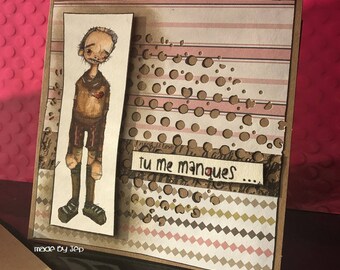 modern map structured background "miss me you" (boy) stampotique touch