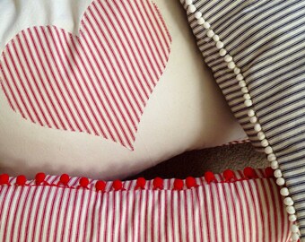 Ticking Stripe Pillow Striped Pillow Cover Blue Ticking Pillow Cover Ticking Stripe Pillow Cover