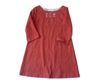 Hand Stitched Flowers 3/4 Sleeve Tunic