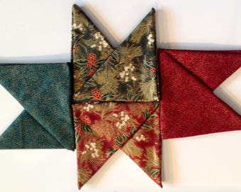 4 x Christmas Patchwork Fabric Fat Quarters