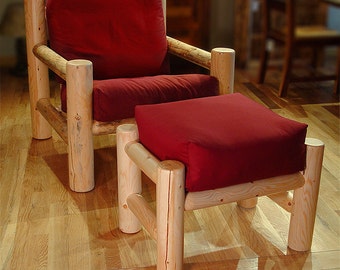 Log furniture Rustic Snow Creek Easy Chair/Ottoman Set