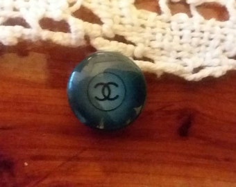 Single Teal Authentic Chanel Shirt Button