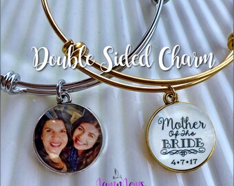 Personalized Mother of the Bride Bracelet Wedding Gift for Mom Custom Photo Bracelet Mother of Bride Gifts From Bride to Mom Custom Jewelry