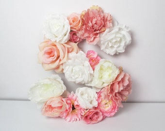 flower letters S/ baby shower / Flower monogram S / flowers wall letter /flower baby girl /nursery letters girl/ Personalized floral letters