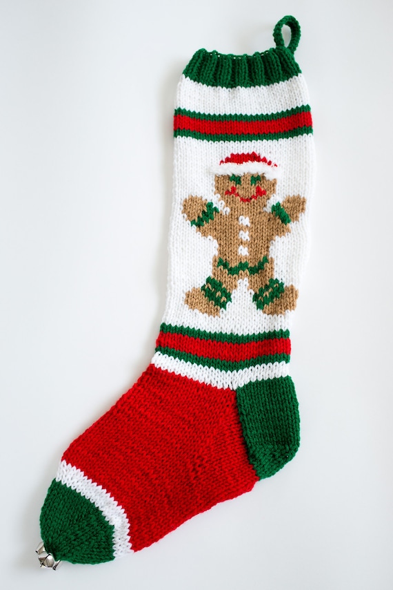 Items similar to Knit Gingerbread Man Christmas Stocking - Personalize ...