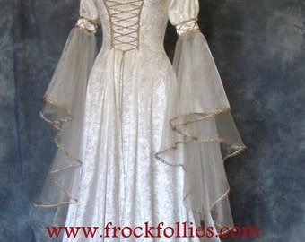 Renaissance Dress, Medieval Dress, Elvish Wedding Dress, Pre-Raphaelite Gown, Handfasting Dress, Medieval Wedding Dress, "Amelia"