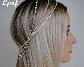 Bridal Headpiece Wedding Headpiece Headpiece Head Jewelry Chain Head piece Hair Jewelry Head Chain Bridal Head Chain Boho Hair Chain - Ellen