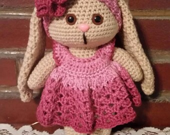 Hand Crocheted Long Eared Bunny