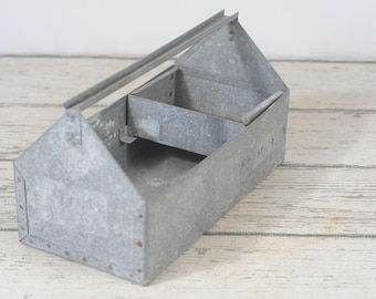 Galvanized Tool Tote With Small Removable Box Galvanized Toolbox Galvanized Tray