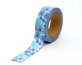 Floral Washi Tape Blue Flowers 10m