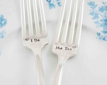 I Do Me Too Forks, Wedding Forks, Wedding Gift, Vintage Forks, Wedding Fork Set, Wedding Silverware, Wedding Keepsake, Wedding Present