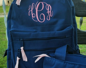 Monogrammed Backpack and Lunchbox // Personalized Girls Backpack Lunchbox (B4)