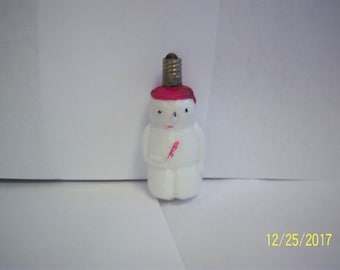 1920's 15 Volt Japan Snowman Christmas Tree Light Bulb Painted 2 3/4 inches tall