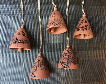 Handmade Ceramic Clay Textured Bells