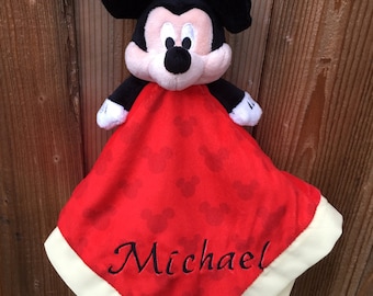 Personalized Mickey Mouse Security Blanket Lovey Blankie