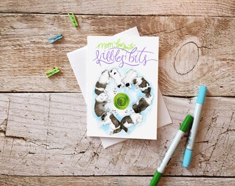 Mother's Day Card - Puppy Mother's Day Card, Love You To Bits, Cute Mother's Day Card, Bulldog Mothers Day, Cute Greeting Card for Mom