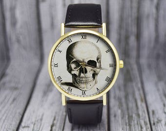 Vintage Skull Watch | Leather Watch | Ladies Watch | Men's Watch | Gift for Her | Birthday | Wedding | Gift Ideas | Fashion Accessories