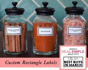 CUSTOM RECTANGLE pantry labels (white precut modern black)
