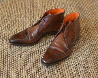Elegant Genuine Leather Italian SANTONI Luxury Men's Limited Edition Costume Shoes Size EU 42,5 US 9 Free Shipping