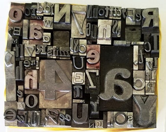 Vintage Letterpress Type Printing Metal Mixed Font