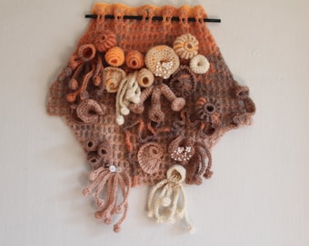 Coral Reef , Freeform Crochet Wall Hanging , Sculpture , Fiber Art , Hyperbolic crochet , Gift Idea, Unique Home Decor, Boho Chic