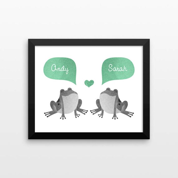 FROG Couple Personalized Art Print, Anniversary Gift for Men, Boyfriend Gift, Valentines Gift, Couples Gift, Animal Couple Wall Art