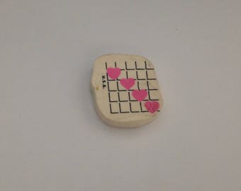 Vintage Diagonal Hearts Eraser 1980s 80s