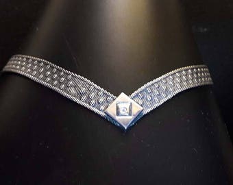 Gorgeous Sterling Silver Mesh Collar Necklace Art Deco